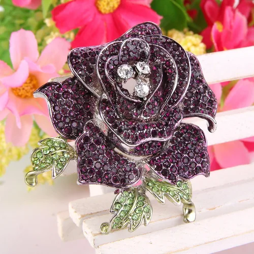 Vista 3 de EVER FAITH Broche de flores de cristal austriaco para mujer