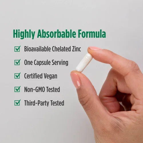 Vista 4 de Nordic Naturals Glicinato de zinc - 60 cápsulas - 20 mg de glicinato de zinc altamente absorbible - Bienestar óptimo - Sin OMG, sin gluten, vegano