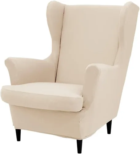 Vista 18 de Fundas para silla Wingback, 2 piezas, fundas elásticas para sillón de ala de color sólido con parte inferior elástica, protector de muebles