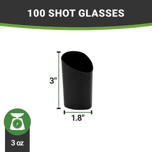 Vista 12 de Restaurantware Vasos de chupito de 3 onzas, 100 vasos de chupito redondos, con acabado negro, vasos de chupito de plástico desechables para servir