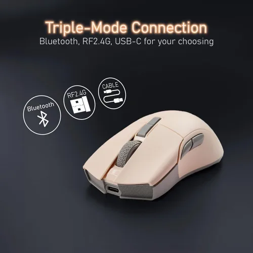 Vista 2 de iRocks M31R - Mouse inalámbrico para juegos - Trimodo 2.4G/Bluetooth/USB-C Ratón para juegos con cable desmontable USB-C, interruptores de mouse