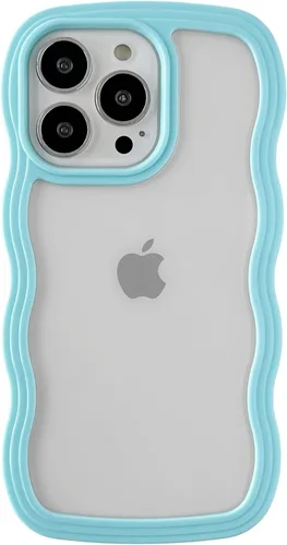 Vista 11 de Caseative Funda para iPhone 13 Pro, color negro Forma de marco de onda rizada linda a prueba de golpes suave