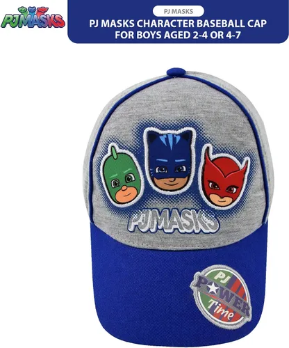 Vista 4 de PJ Masks Gorra de béisbol para niños, Catboy, Owlette, Gekko con ala curvada y cierre a presión (2T-7)