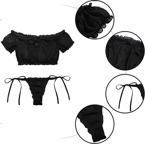 Vista 67 de Avidlove - Conjunto de brasier y braga con volantes, conjunto de lencería tipo babydoll de malla