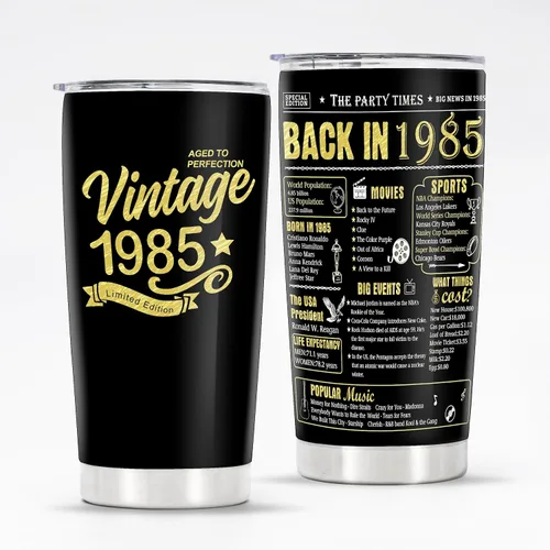 Vista 8 de Vasos de feliz cumpleaños 95 para hombres y mujeres, regalos de acero inoxidable en el año 1931, regalo de cumpleaños de 95 años para esposa
