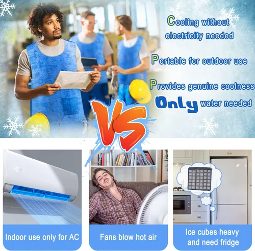 Vista 4 de HUOFU Chaleco de enfriamiento de hielo para hombres y mujeres, camisa evaporativa de agua para pacientes con EM deportes al aire libre, trabajo