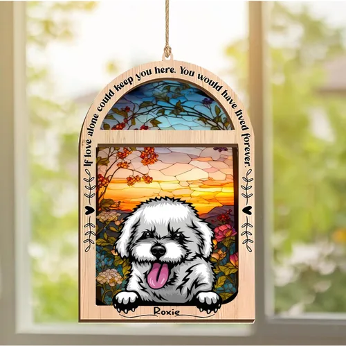 Vista 256 de LOVELYPOD Adorno de Navidad personalizado de sabueso afgano, atrapasoles con nombre, regalos de pérdida de mascotas, regalos para amantes