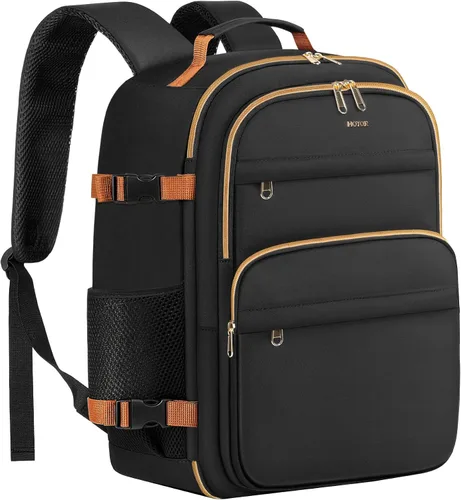 Vista 11 de HOTOR Mochila de viaje para mujer, aprobada por vuelo, bolsa de transporte Negro