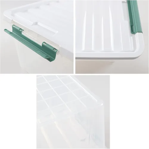 Vista 3 de Paquete de 6 cajas de almacenamiento de plástico de 35 L, caja de almacenamiento con tapa