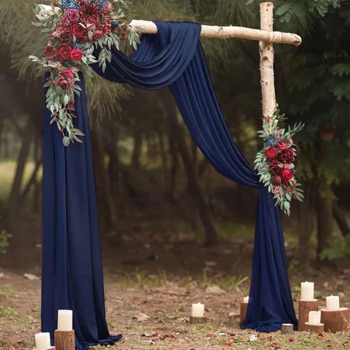 Vista 8 de FANPROMS Cortinas de gasa para arco de boda, 2 paneles de 18 pies, cortinas de gasa transparente para ceremonia, 6 yardas, tela drapeada para arco