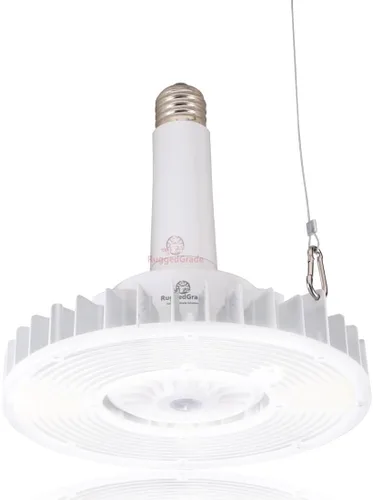 Vista 7 de RuggedGrade Bombilla LED de gran altura de 80 W, serie Oberon II, 9,800 lúmenes, blanco cálido de 3000 K, incluye base intercambiable E39 y E26
