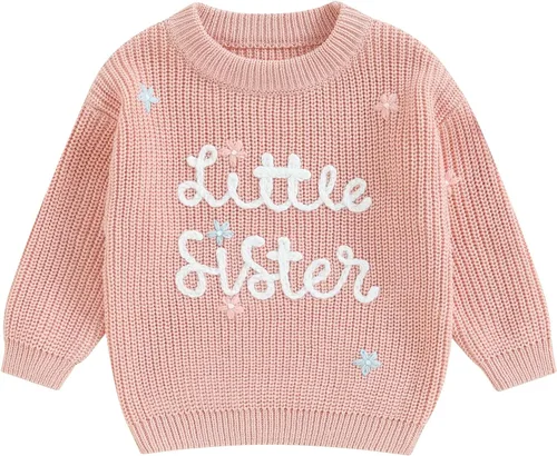 Vista 42 de VISGOGO Suéter a juego para hermanitas grandes y pequeñas, ropa de una sola pieza