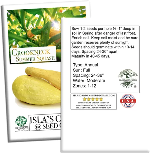 Vista 7 de Crookneck Semillas de calabaza de verano para plantar, más de 30 semillas tradicionales por paquete, semillas de jardín de Isla