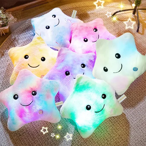 Vista 2 de Glow Star - Almohada con luz LED de noche, animales de peluche para niñas y niños, almohadas de peluche para adultos y niños, para fiestas