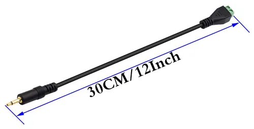Vista 2 de Cable conector de bloque de terminales de tornillo de 0.138 in (1/8 pulgadas) 0.138 in TS mono macho a 2 pines/forma hembra tornillo cable adaptador