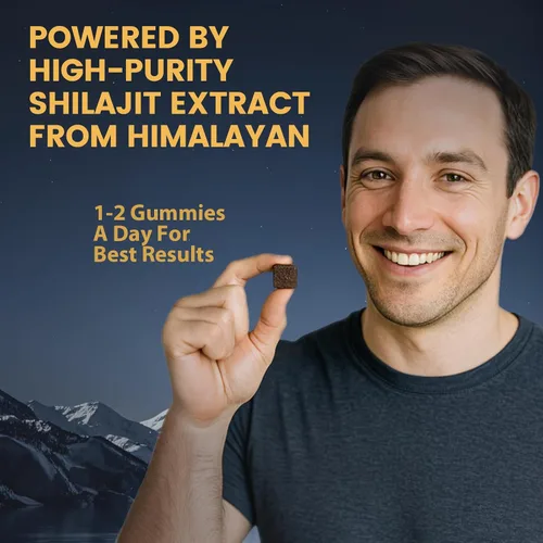 Vista 5 de Gomitas de Shilajit de compuesto primario para hombres, con miel de manuka, fruta de monje orgánica y ácido fúlvico, suplementos de gomitas