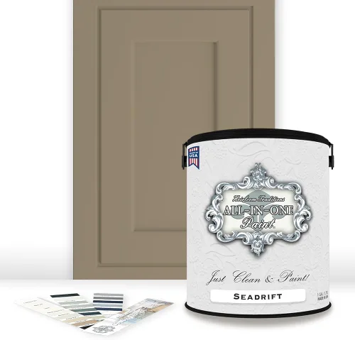Vista 131 de Pintura TODO EN UNO, Abbey (gris cálido), Muestra de 8oz - Pintura duradera para gabinetes y muebles. Imprimación y capa superior incorporadas,