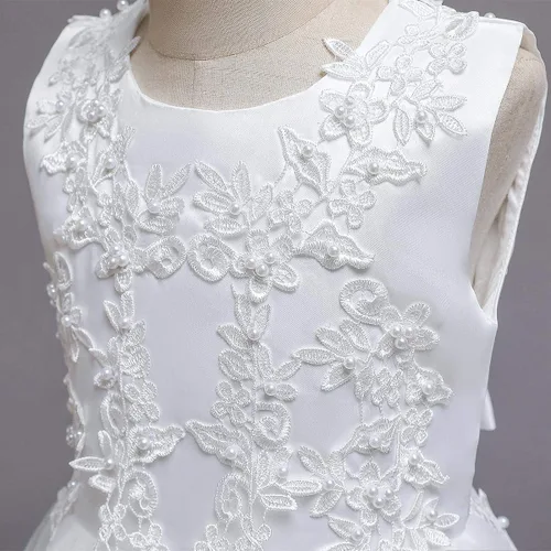 Vista 5 de Vestido de fiesta de boda con encaje de tul para niñas, para comunión, formal, cumpleaños, princesa, concurso, baile de graduación