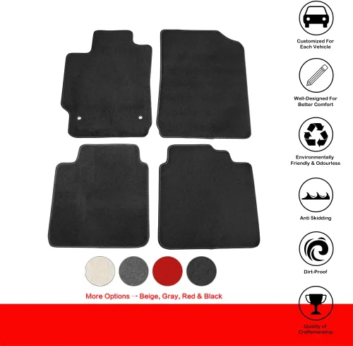 Vista 2 de IKON MOTORSPORTS, Alfombrillas compatibles con Toyota Camry 2007-2011, alfombra de nailon negro delantera y trasera, juego de 4 piezas, 2008 2009