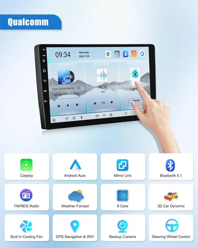 Vista 4 de 8 Core Qualcomm Android Car Stereo para Beetle 2004-2010 Pantalla táctil de 9 pulgadas con CarPlay Android Auto 4G+64G Ventilador de enfriamiento