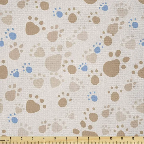 Vista 125 de Lunarable Tela de animales de The Yard, caras de gato y perro, mejores amigos, Bulldog Beagle, Labrador, Calico Kitty impresión, tela de satén