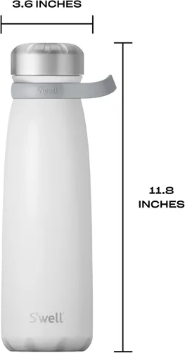 Vista 4 de S'well Viajero de acero inoxidable con asa, 40 onzas, Angel Food, recipientes aislados al vacío de triple capa que mantienen las bebidas frías