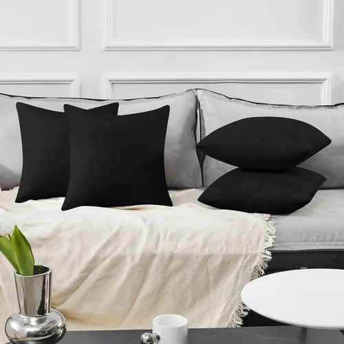 Vista 13 de Deconovo Juego de 2 fundas de almohada de pana suave con cremallera invisible, 16 x 16 pulgadas, color gris pardo, decoración del hogar para sofá