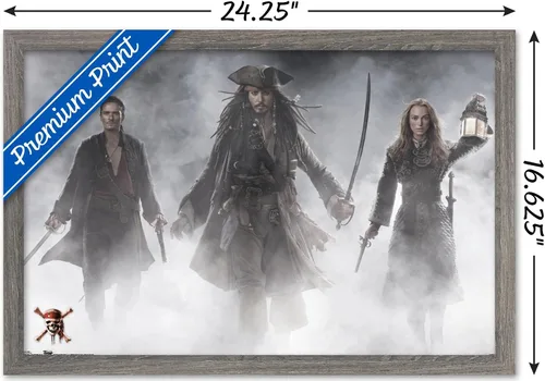 Vista 3 de Trends International Disney Pirates of the Caribbean: At World's End - Póster de pared de grupo, 14.725 x 22.375 pulgadas, versión enmarcada