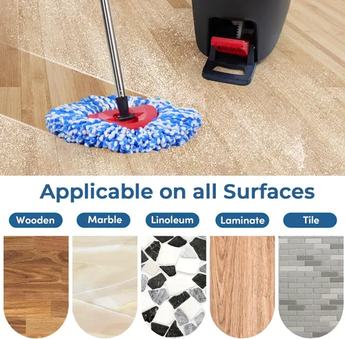 Vista 5 de Matthew Cleaning - Juego de 3 cabezales de repuesto de microfibra azul compatible con EasyWring Spin Mop Reemplazar la cabeza EasyWring de alta