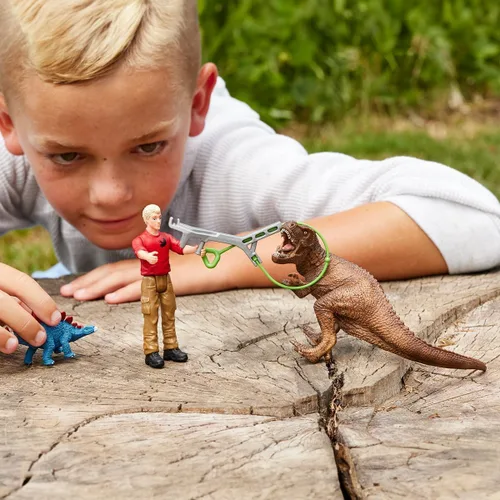 Vista 4 de Schleich Dinosaurs - Juego de 5 piezas de tiranosaurio Rex Attack - Juguete de dinosaurio para niños y niñas - Figuras de dinosaurio para niños a