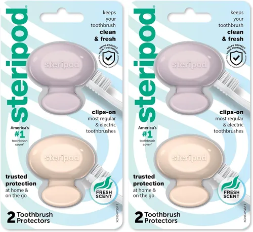 Vista 11 de Steripod Protector de cepillo de dientes con clip, verde/plateado, 2