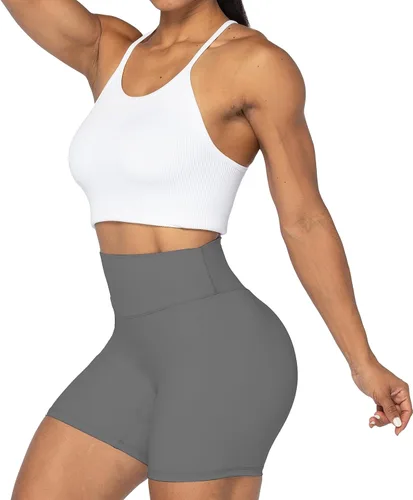 Vista 5 de Sunzel - Shorts de tiro alto para ciclista, sin costuras frontales, para mujer, a prueba de sentadillas, para yoga, entrenamiento, gimnasio, ciclismo