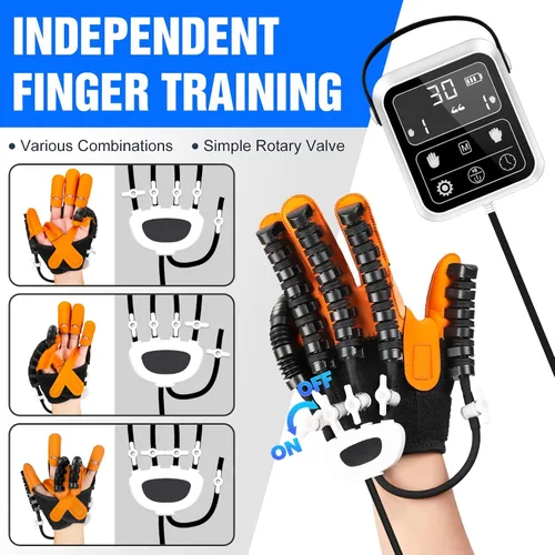 Vista 6 de Guantes de robot de rehabilitación de manos, 3ª generación, portátil, USB, equipo de recuperación de trazo de mano, 4 modos y 9 niveles de fuerza