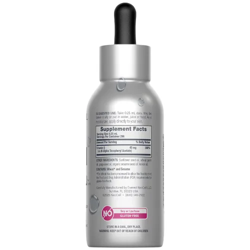 Vista 2 de Aceite de vitamina E NeoCell 30000iu 2.5 fl oz Grado ingestible y tópico Fórmula de acción rápida para piel, cabello y cara