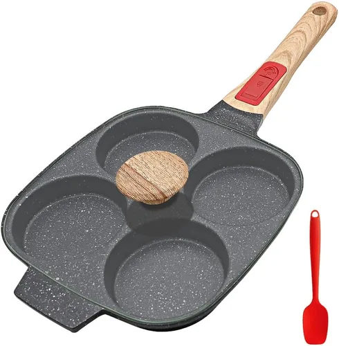 Vista 9 de RANX INGST Sartén para huevos de inducción, sartén antiadherente para panqueques de 4 tazas con mango desmontable, sartén para hamburguesas, sartén