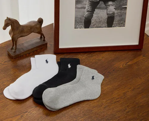 Vista 3 de POLO RALPH LAUREN mens Athletic Performance Cotton Ankle Socks - 6 Pair Pack - Moisture Wicking Mesh