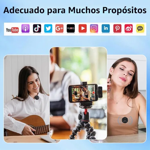 Vista 7 de Micrófono Lavalier personal inalámbrico de regalo con calcomanías culturales para iPhone 17/16/15/Android, cancelación de ruido, micrófono
