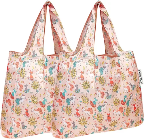 Vista 35 de allydrew Bolsa plegable de nailon para comestibles reutilizable (Set de 2), Ballenas Azules
