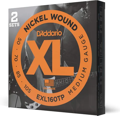 Vista 30 de D'Addario Cuerdas para Bajo Eléctrico, XL Níquel, EXL170M, Calibre Regular Ligero 45-100, Escala Media, Juego de 4 Cuerdas, Paquete de 1