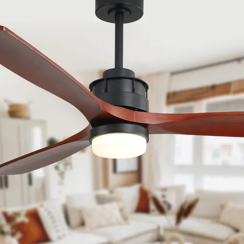Vista 16 de Sofucor - Ventilador de techo sin luces, de 52 pulgadas, de perfil bajo, montaje empotrado, moderno, de madera, con control remoto, para interiores