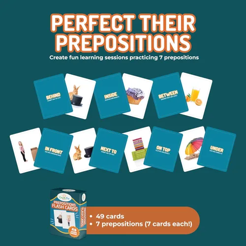 Vista 4 de 49 tarjetas flash de constructor de vocabulario de preposición Vol 1 incluye 7 preposiciones de tarjetas de imagen con 5 juegos de aprendizaje