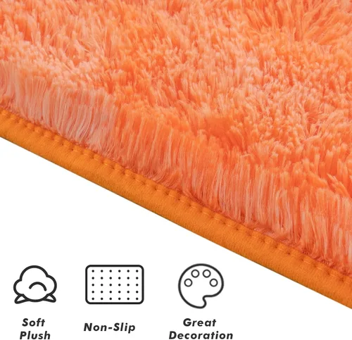 Vista 80 de Softlife Alfombra naranja para dormitorio, alfombra de felpa esponjosa para sala de estar para niñas, alfombra lanuda para niños, alfombra suave