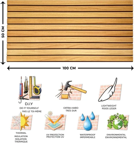 Vista 6 de Dundee Deco Paneles de pared 3D con efecto de madera, revestimiento, paneles de pared de aspecto de madera marrón amarillento, revestimiento