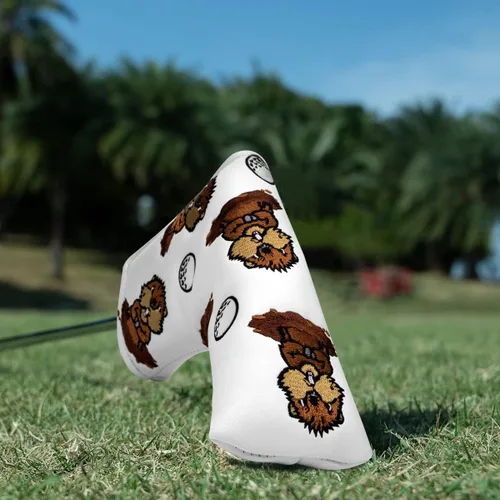 Vista 5 de Barudan Golf Cubierta para cabeza de putter, cubierta magnética para putter, cubierta de golfo, regalo para marido o papá (blanco)