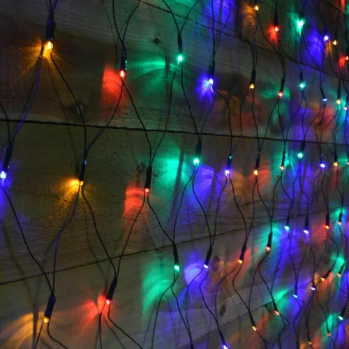 Vista 4 de Luces de Navidad para exteriores, 200 luces LED de 9.8 pies x 6.6 pies, impermeables, cable transparente, enchufable, con 8 modos, decoraciones