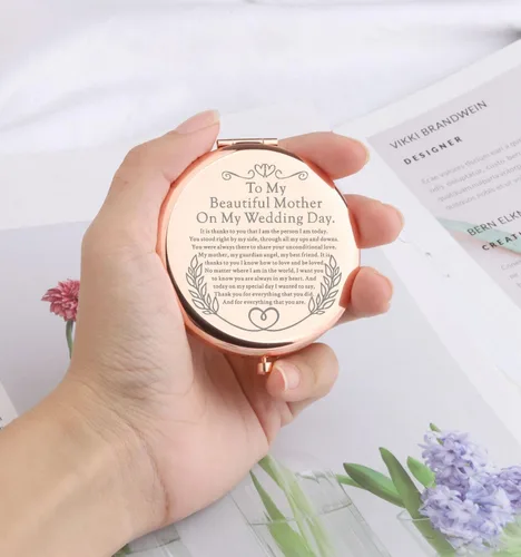 Vista 2 de WSNANG Espejo de maquillaje para madre de la novia, espejo compacto para mamá, regalos sentimentales, regalo de recuerdo de boda (para madre espejo)