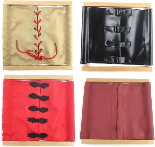 Vista 3 de New Sky Enterprises Montessori - Material de desarrollo de habilidades básicas para la vida para niños, práctico marco de vestidor, kits de aprender