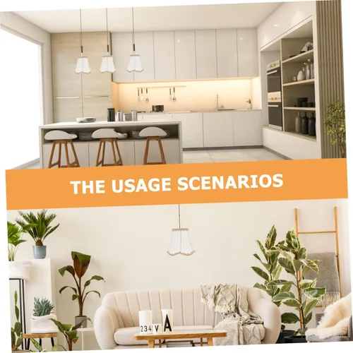 Vista 5 de Uonlytech Pantalla de lámpara de tela blanca con clip de arpillera, pantalla de lino para mesa, lámpara de pared, sala de estar, dormitorio