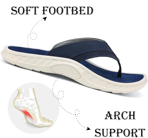 Vista 3 de ChayChax Men's Flip Flops Arch Support Beach Sandals Outdoor Sport Thong Sandal with Soft Footbed