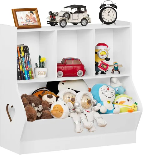 Vista 12 de Lerliuo Estantería y organizador de almacenamiento para bebés y niños pequeños, gabinete y librero para niños, estante de madera con 3